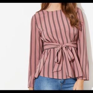 Self belted striped top
